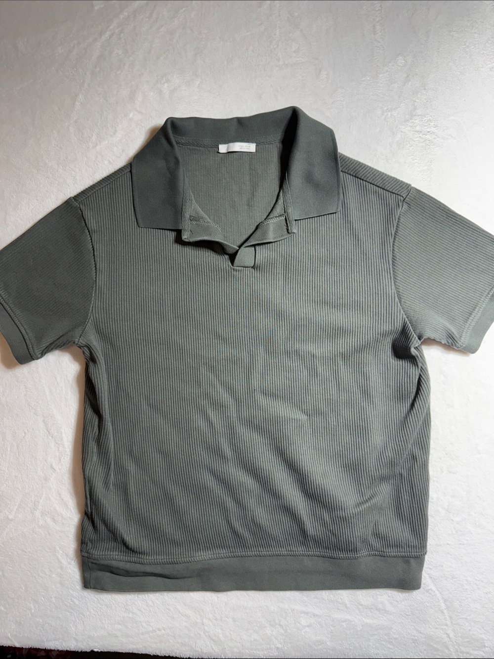 Zara Men Ribbed Polo in Sage Green
